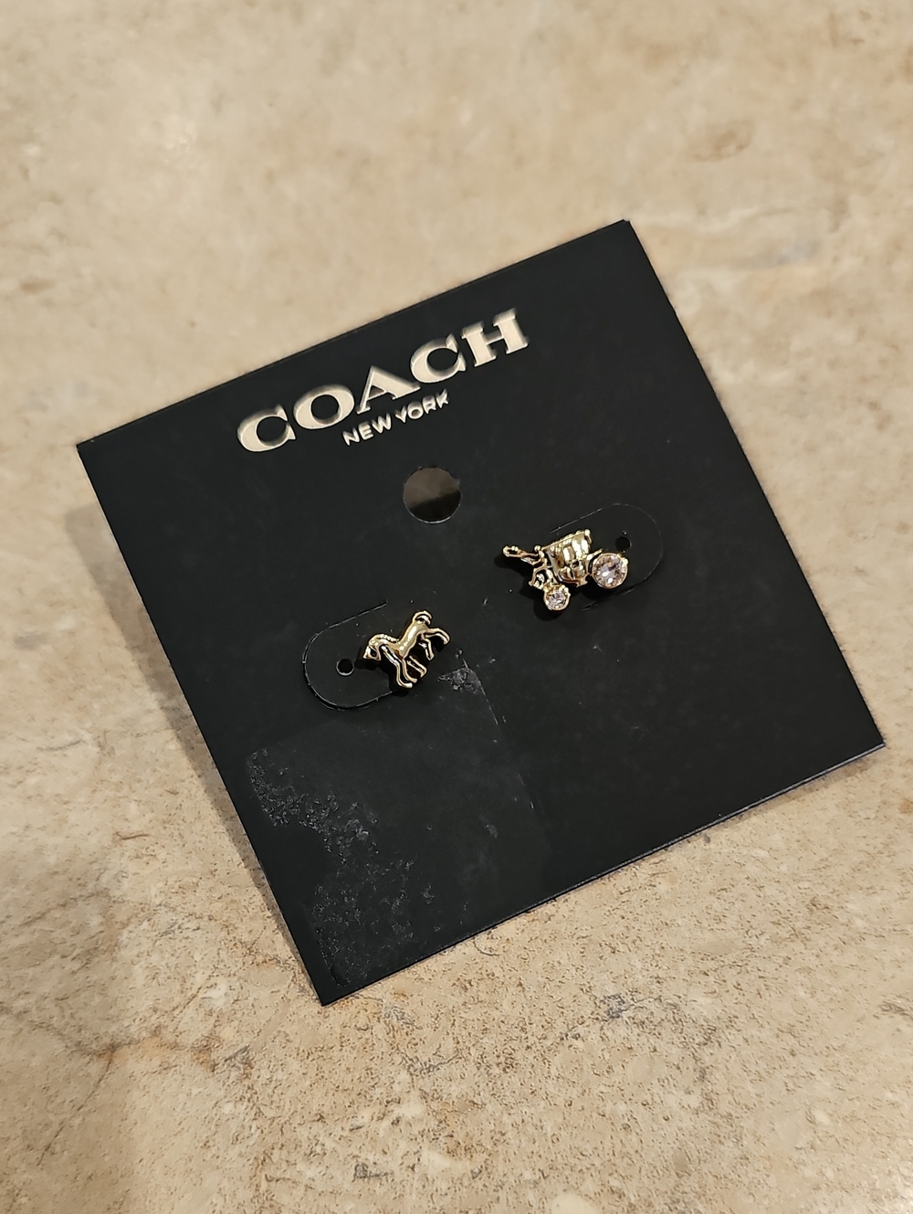 COACH LIMITED EDITION HORSE AND CARRIAGE EARRINGS.